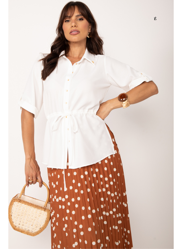Camisa Alongada Estilo Parka Off White Dayara