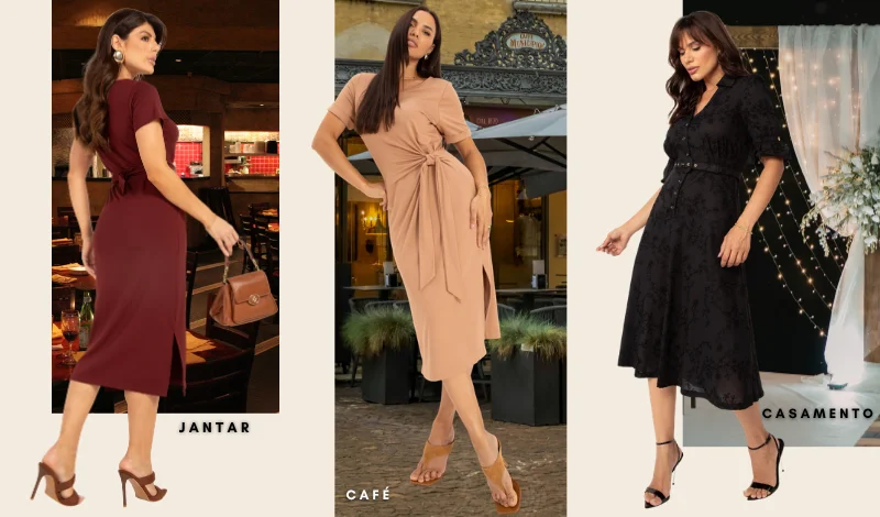 por que o vestido midi e considerado o mais elegante